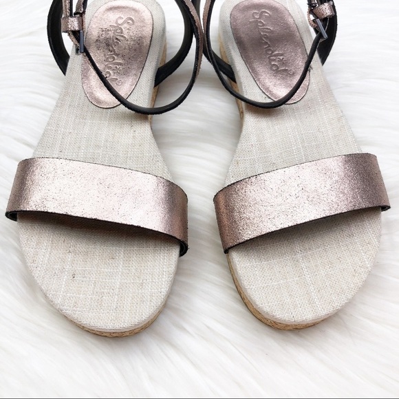 New Splendid Metallic Rose Gold Leather Sandals - Picture 3 of 10